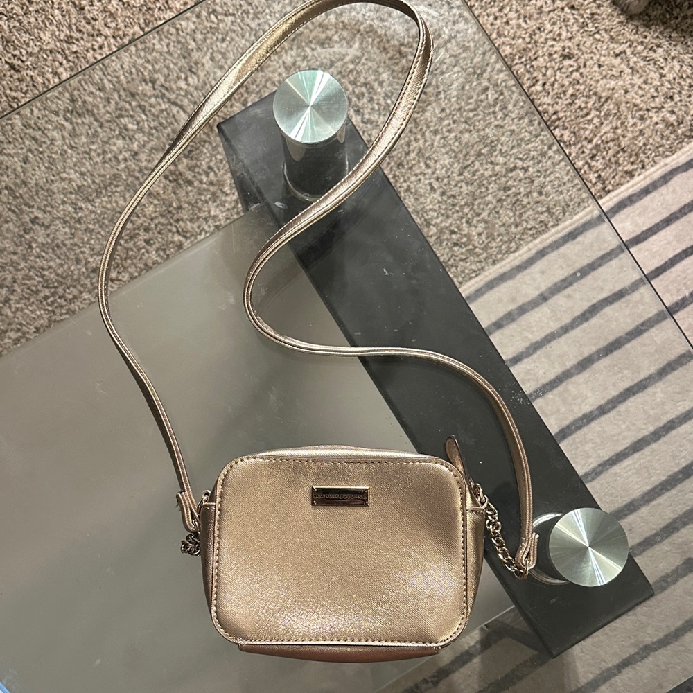 New York & Company Shimmering Gold Crossbody Bag